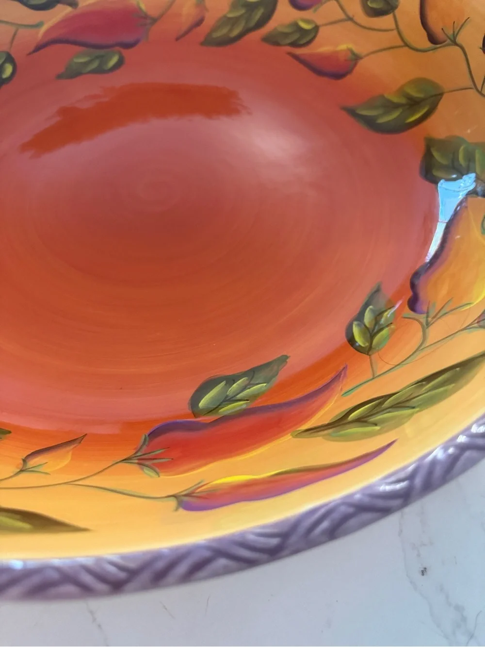 Clay Art Chili Fiesta Large Serving Bowl Hand Painted Stonelite 16